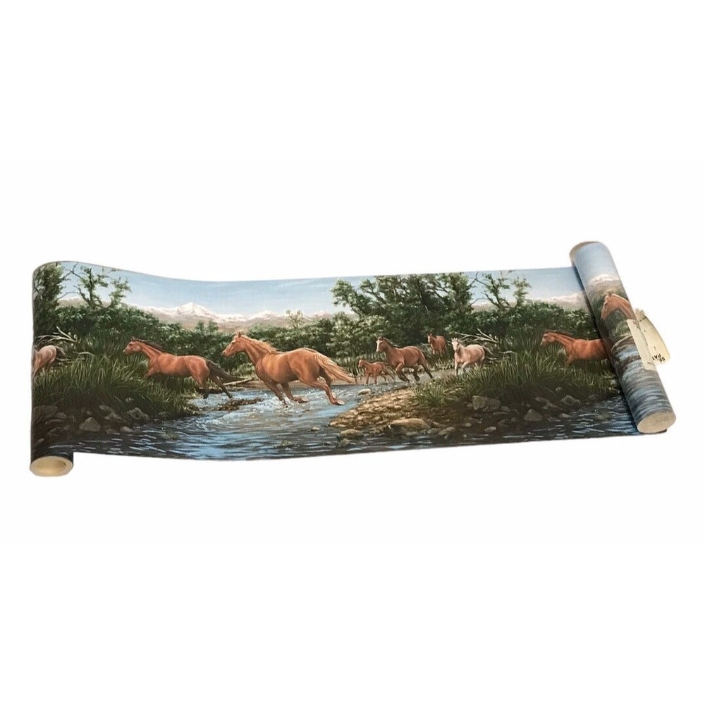 Wild Horses Wallpaper Border‎ - Horse Crossing Stream 10.25" Wide 1999 Hautman
